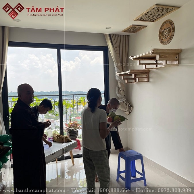 Bàn thờ treo thờ Phật và gia tiên mẫu TT2085 Tâm Phát