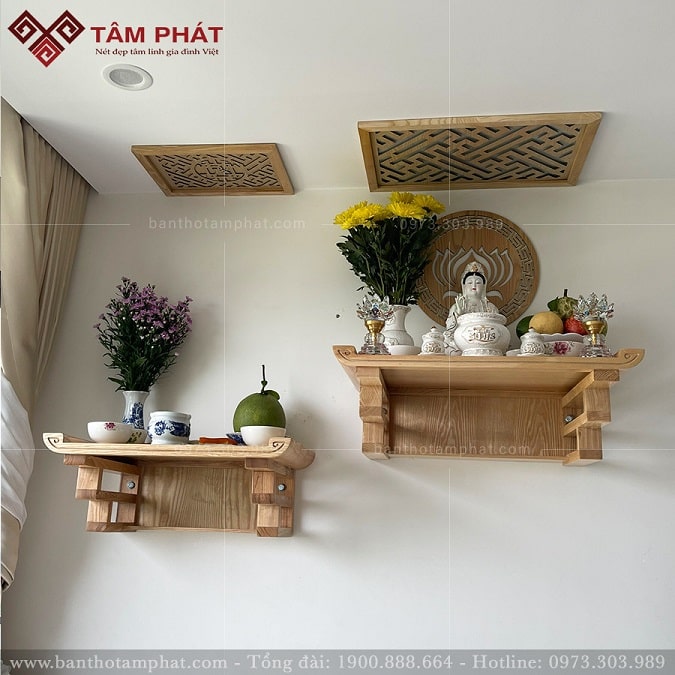 Bàn thờ treo thờ Phật và gia tiên mẫu TT2085 Tâm Phát