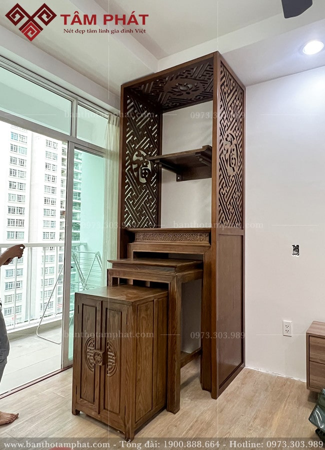 Bàn thờ chung cư Tâm Phát đa dạng mẫu mã màu sắc kích thước