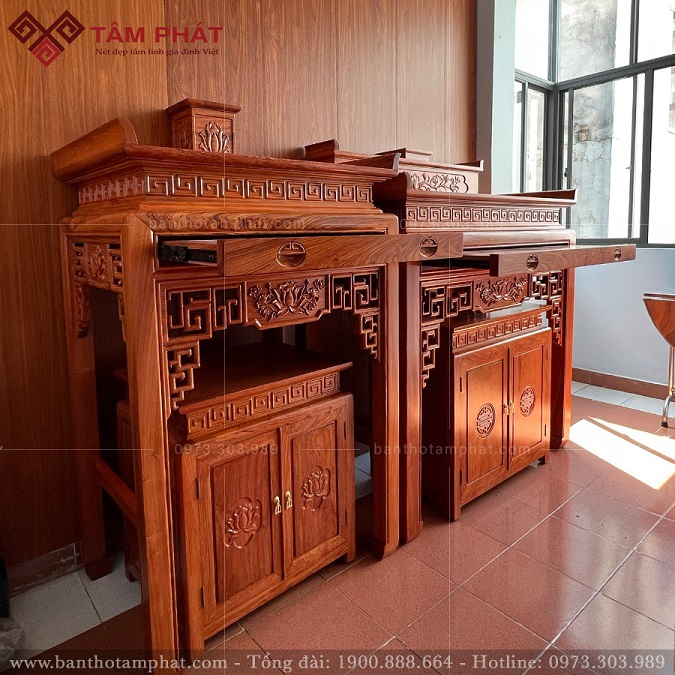 Bàn thờ hiện đại Tâm Phát kích thước chuẩn lỗ ban