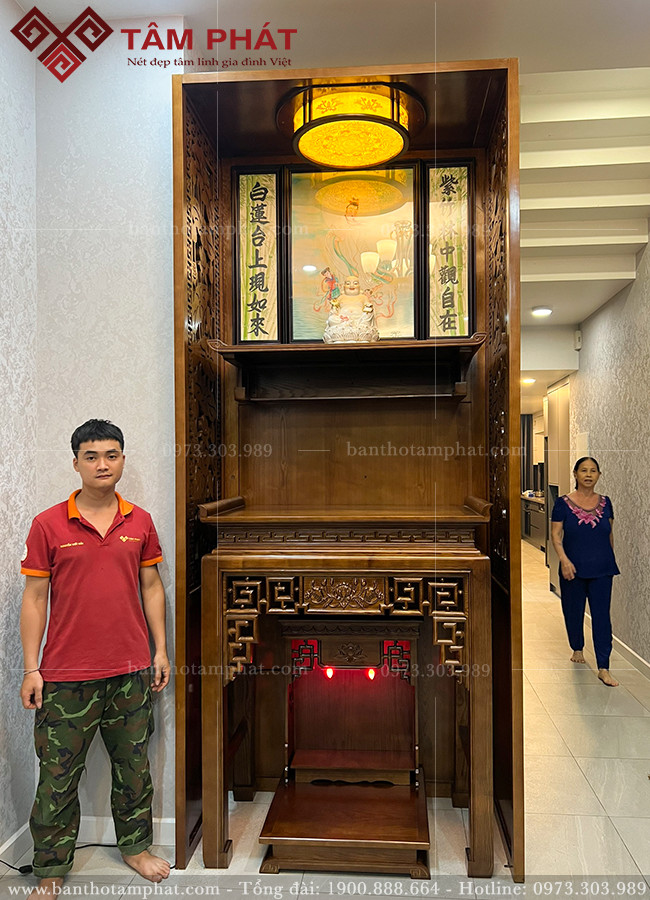 Bàn thờ hiện đại thờ kết hợp tiết kiệm không gian