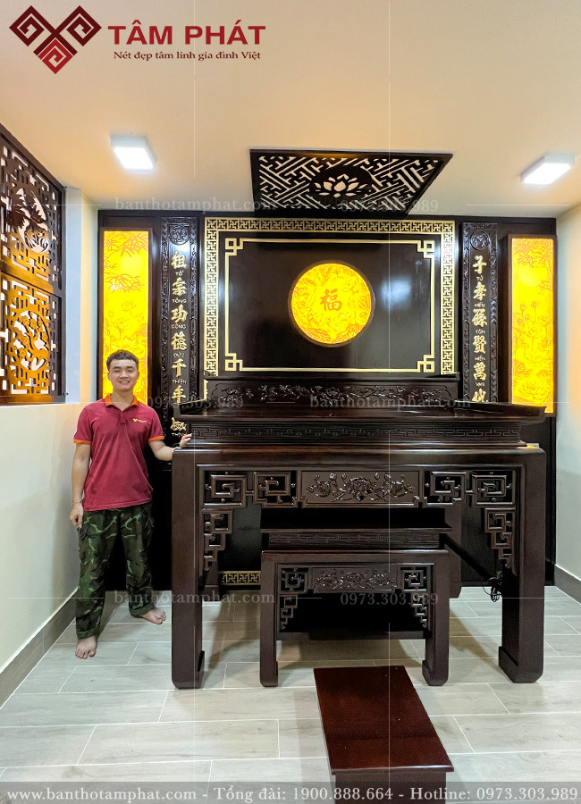 Phòng thờ gia tiên BT-1270 hoàn thiện kì công sắc nét