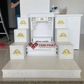 Combo bàn thờ Ông Địa Thần Tài màu trắng BTT-3351