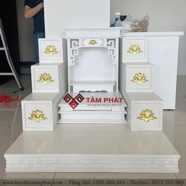 Combo bàn thờ Ông Địa Thần Tài màu trắng BTT-3351