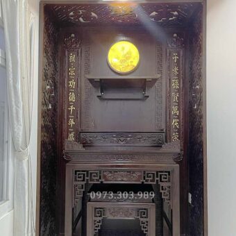 Phòng thờ gia tiên có hoành phi trang trí đẹp BT-1273