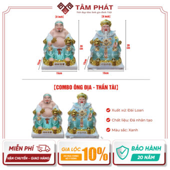 Tượng Ông Địa Thần Tài Đá Màu Trắng DT-7916