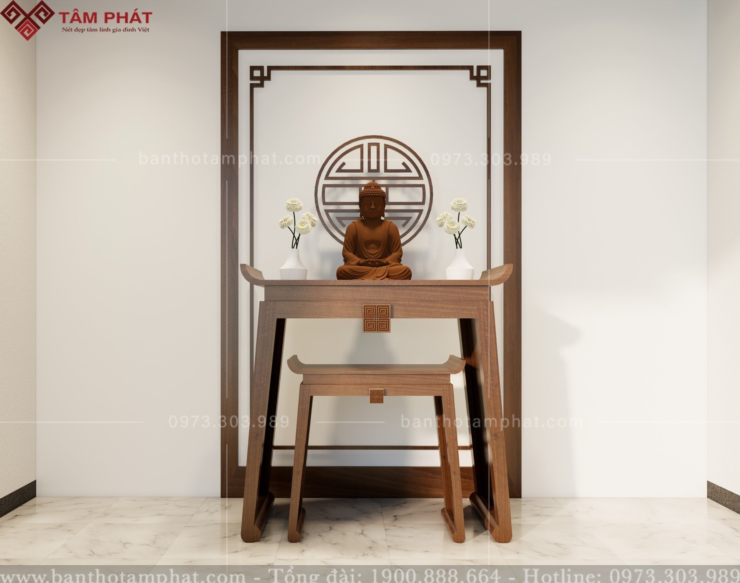 Mẫu thiết kế bàn thờ Phật đơn giản được nhiều khách hàng lựa chọn