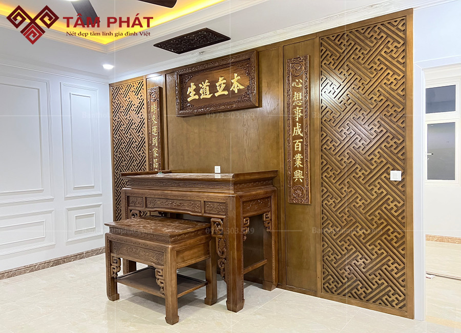 Thi công phòng thờ gia tiên đẹp