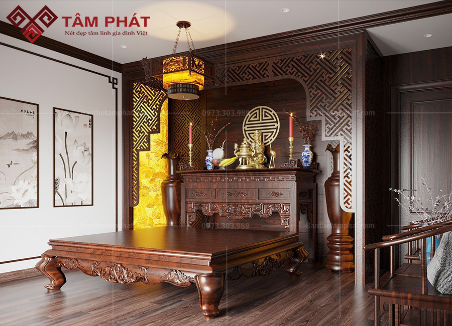 Thiết kế phòng thờ trang nghiêm đầy đủ