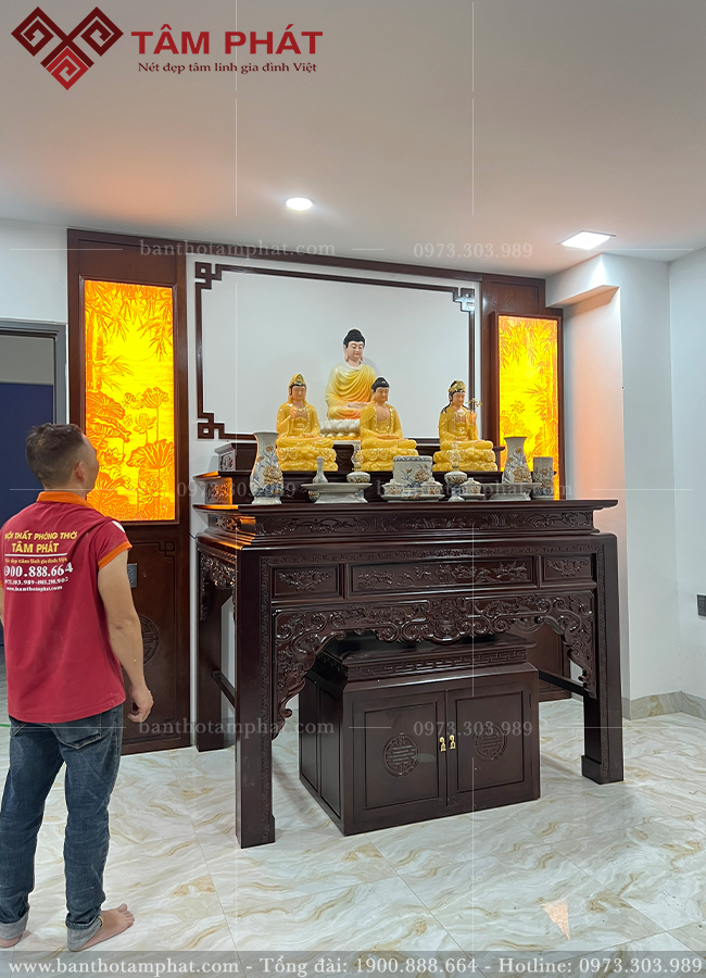 Phòng thờ Tam Thế Phật 3 tầng BT-1518
