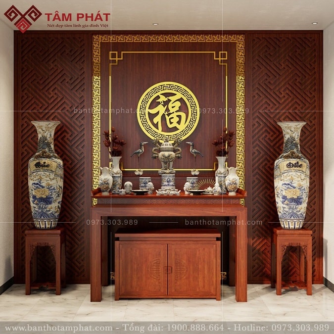 Phòng thờ dùng mẫu bàn thờ đơn giản BT-1539