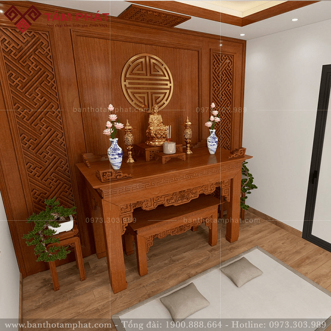Tùy vào yêu cầu của gia chủ và không gian để thiết kế phòng thờ phù hợp Tùy vào yêu cầu của gia chủ và không gian để thiết kế phòng thờ phù hợp