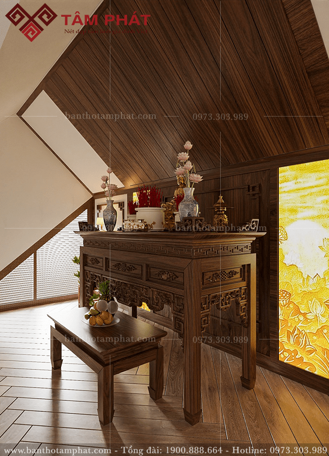 Thiết kế phòng thờ trên gác mái BT-1538