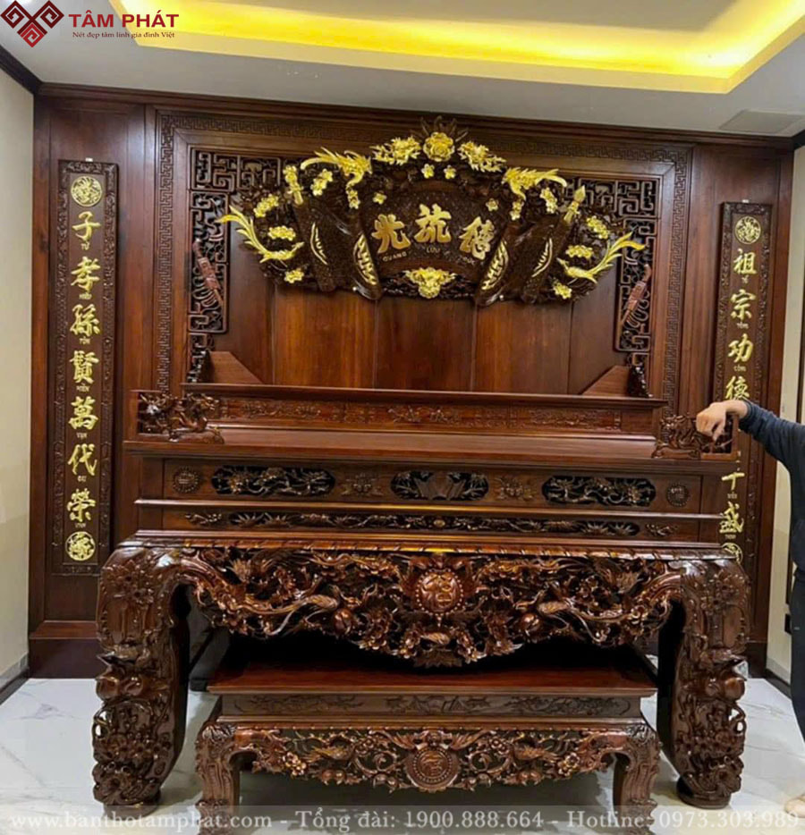 Mẫu phòng thờ gia tiên dùng sập thờ BT-1556