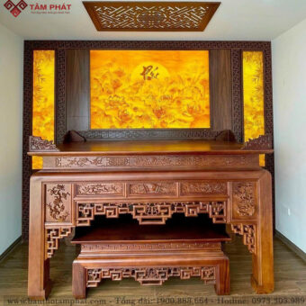 Thi công lắp đặt phòng thờ gia tiên kích thước lớn mẫu BT-1554