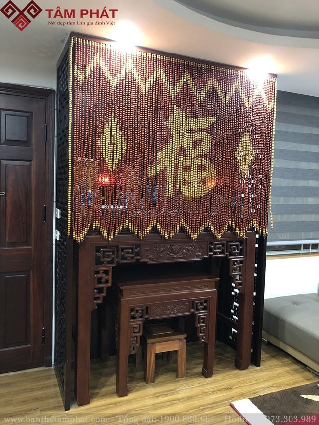 Rèm hạt che bàn thờ chữ Phúc mẫu rèm che bàn thờ đẹp