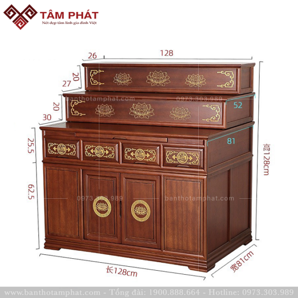 Tủ thờ 3 tầng thiết kế đẹp TU-5018