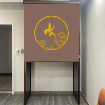 Rèm vải che bàn thờ in chữ An