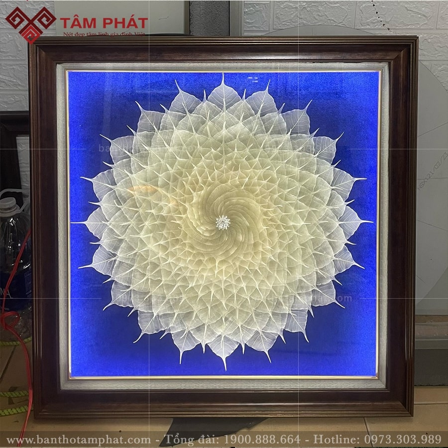 Tranh xương lá bồ đề sang trọng TX-002 màu xanh.