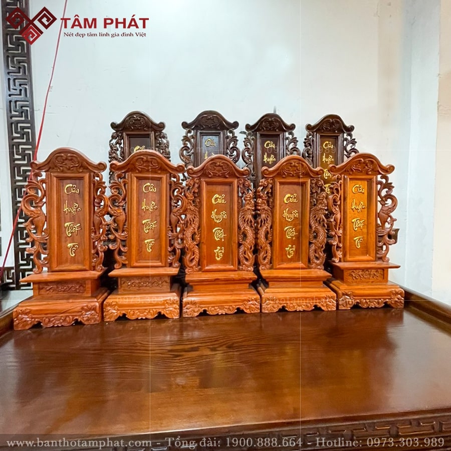 Bài vị cửu huyền thất tổ gỗ hương cao cấp mẫu BV-001.