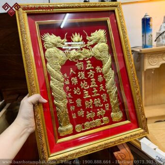 Bài vị Thần Tài Ông Địa đỏ sang trọng mẫu BV-015