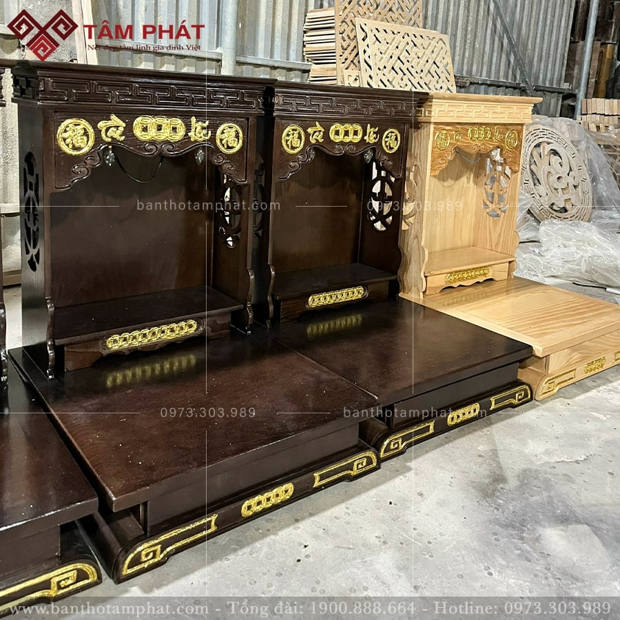 Bàn Thờ Thần Tài Ông Địa diềm cong Tài Lộc mẫu BTT-3364.