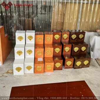 Cặp đôn tam cấp 2 bên bàn thờ Thần Tài mẫu BTT-3366