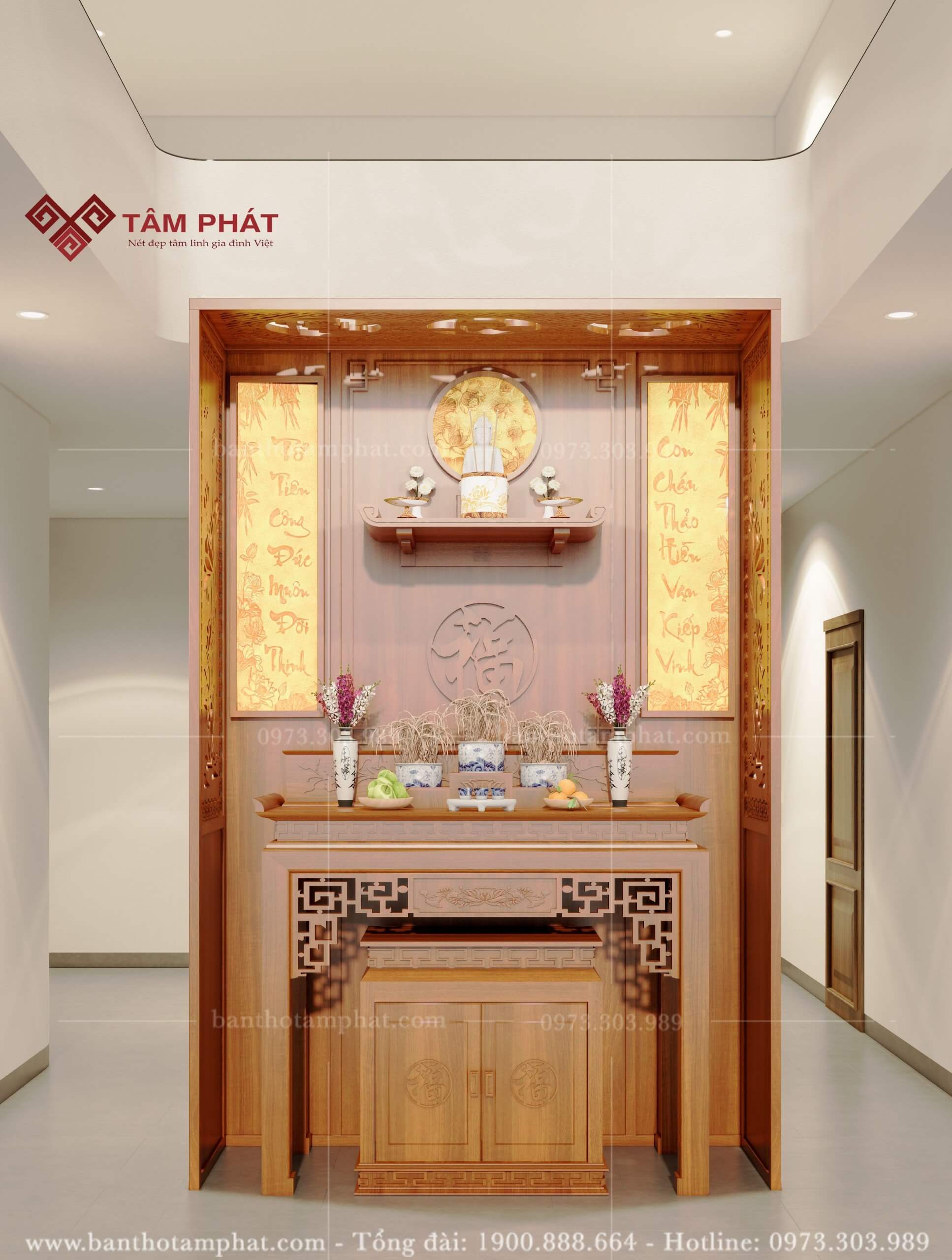 Thiết kế mẫu phòng thờ tại phòng khách