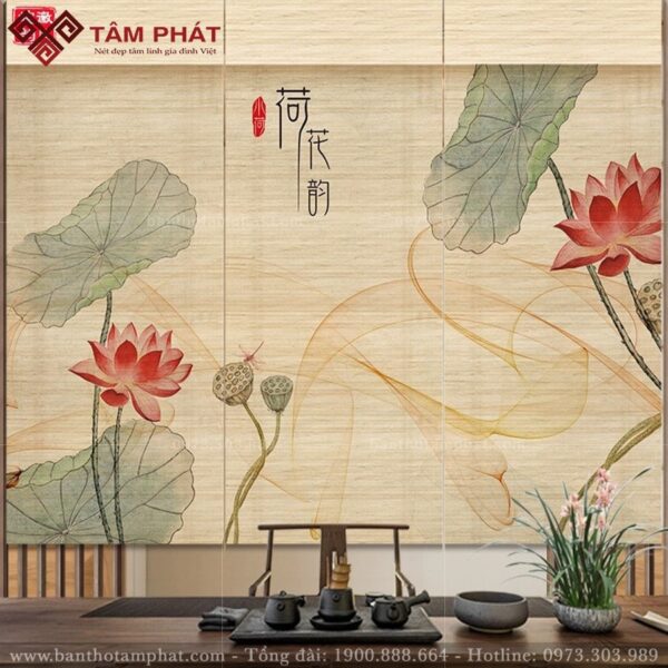 Rèm dễ dàng thao tác kéo che, thuận tiện cho gia chủ thờ cúng.