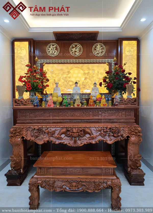 Sập thờ Tâm Phát đa dạng hoa văn
