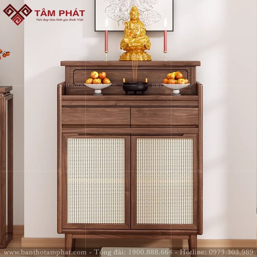 Mẫu tủ thờ BT-1209 thiết kế 2 tầng thờ Phật.