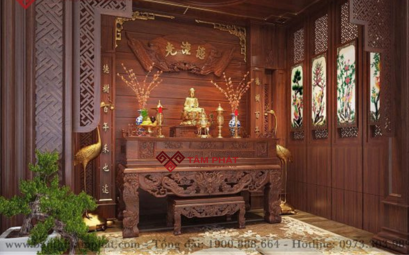 Mẫu phòng thờ cổ điển đẹp cho nhà biệt thự