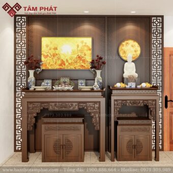 Phòng thờ Phật và Gia tiên đẹp mẫu BT-1574