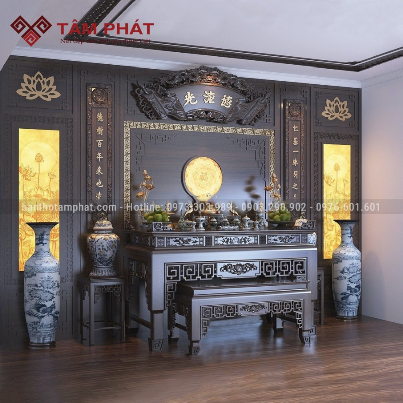 Mẫu phòng thờ sân thượng đậm chất Á Đông