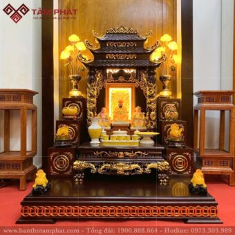 Thiết kế mái chùa 3 tầng sang trọng, phong cách cổ điển truyền thống.
