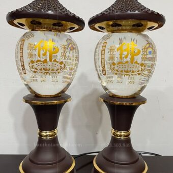 Cặp đèn thờ Bát Nhã Tâm Kinh đẹp mẫu ĐEN-004