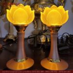 Đèn thờ hoa sen lưu ly 1 bông mẫu ĐEN-009