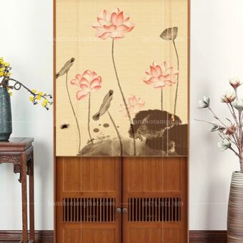 Tủ thờ Phật kèm rèm mành hoa sen đẹp mẫu BT-1590