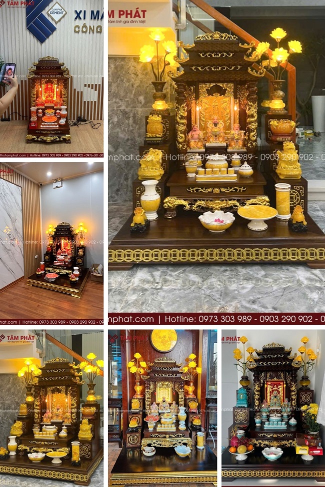 Bộ bàn thờ Ông Địa cao cấp màu nâu sang trọng