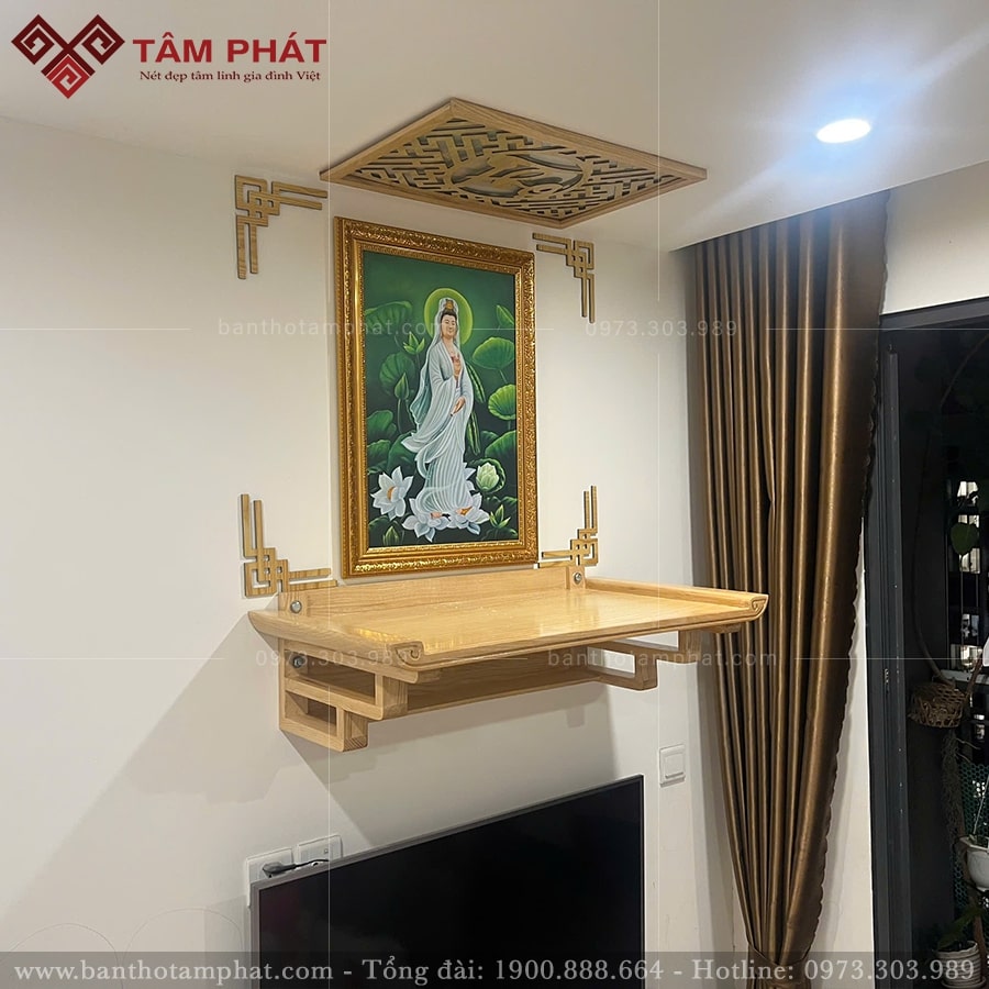 Thiết kế bàn thờ treo tường phong cách đơn giản hiện đại.