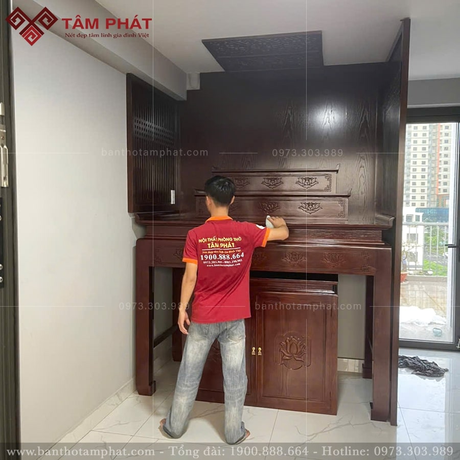 Tâm Phát hoàn thiện không gian thờ đẹp, thẩm mỹ và phong thủy tốt.
