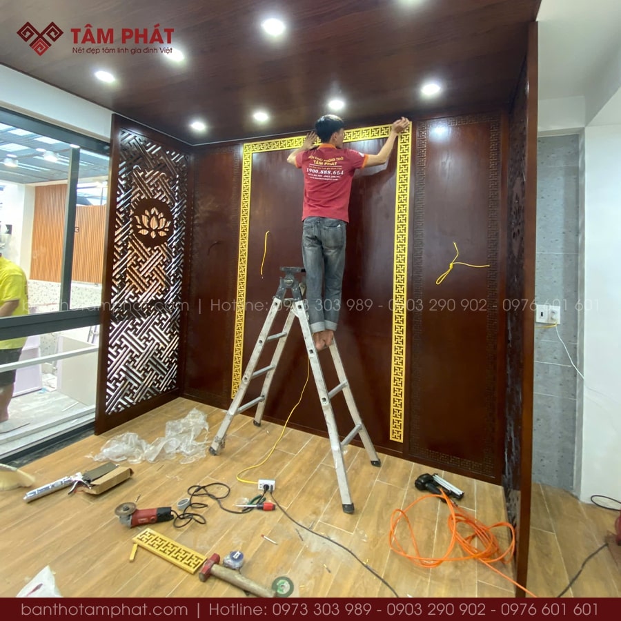 Tâm Phát thiết kế thi công phòng thờ BT-1610 trọn gói từ A-Z