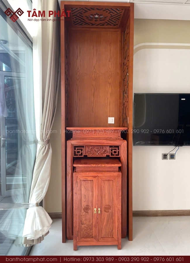Phòng thờ chung cư nhỏ gọn đơn giản mẫu BT-1598