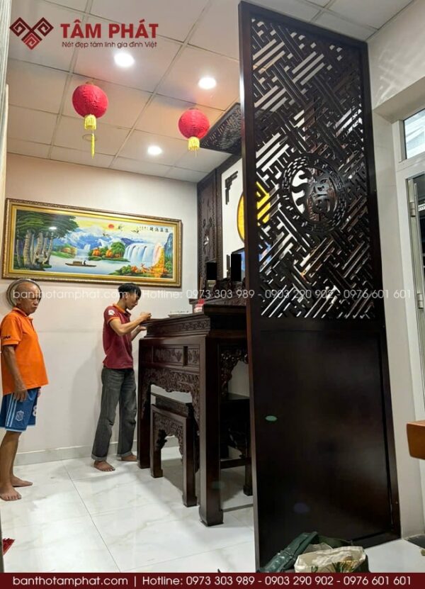 Hoàn thiện phòng thờ Gia Tiên đẹp BT-1602 nhận được đánh giá tốt từ gia chủ.