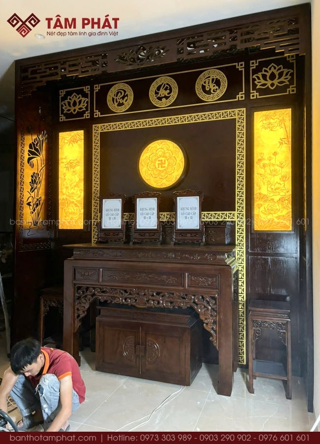 Tâm Phát nhận đặt đóng thi công phòng thờ trọn gói bám sát nhu cầu và khuôn viên thờ mỗi nhà.