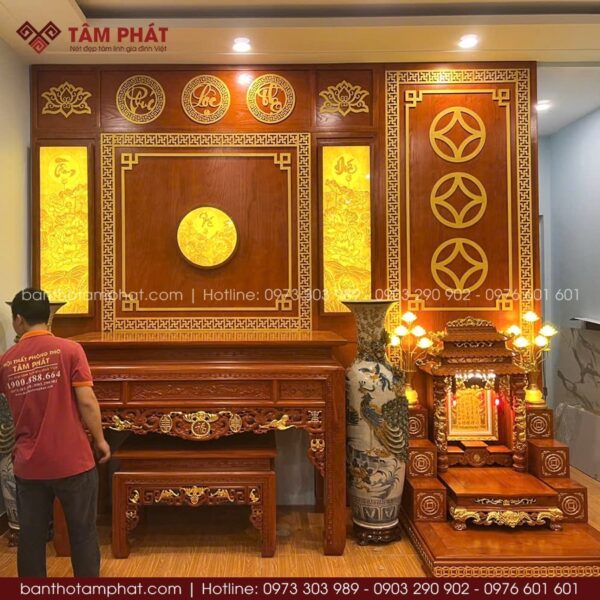 Phòng thờ đẳng cấp được hoàn thiện nhận được đánh giá tốt từ gia chủ và người nhà.
