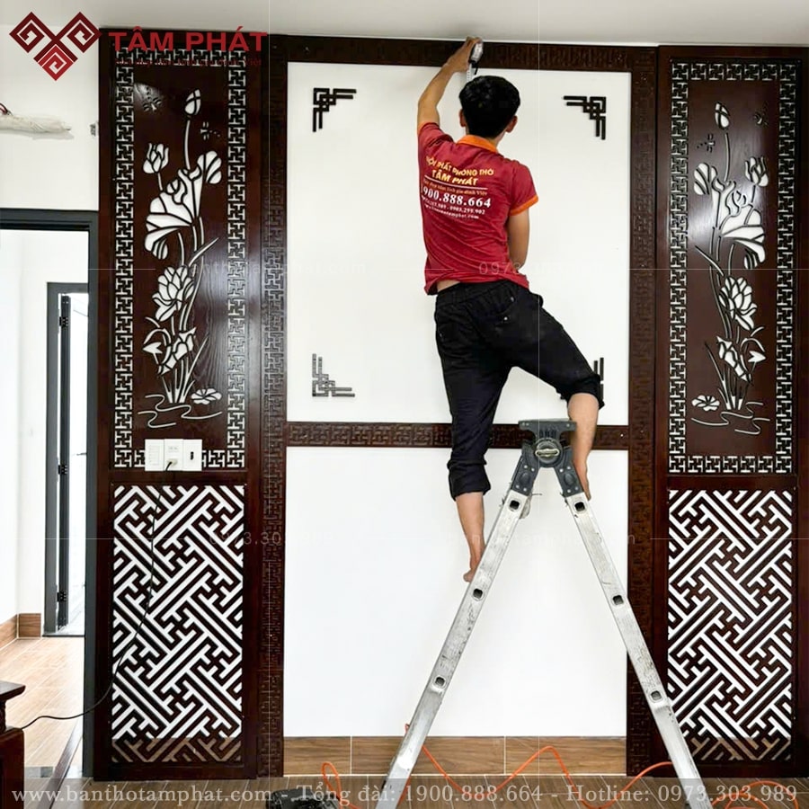Tâm Phát hoàn thiện mẫu phòng thờ BT-1615 chi tiết, tỉ mỉ.