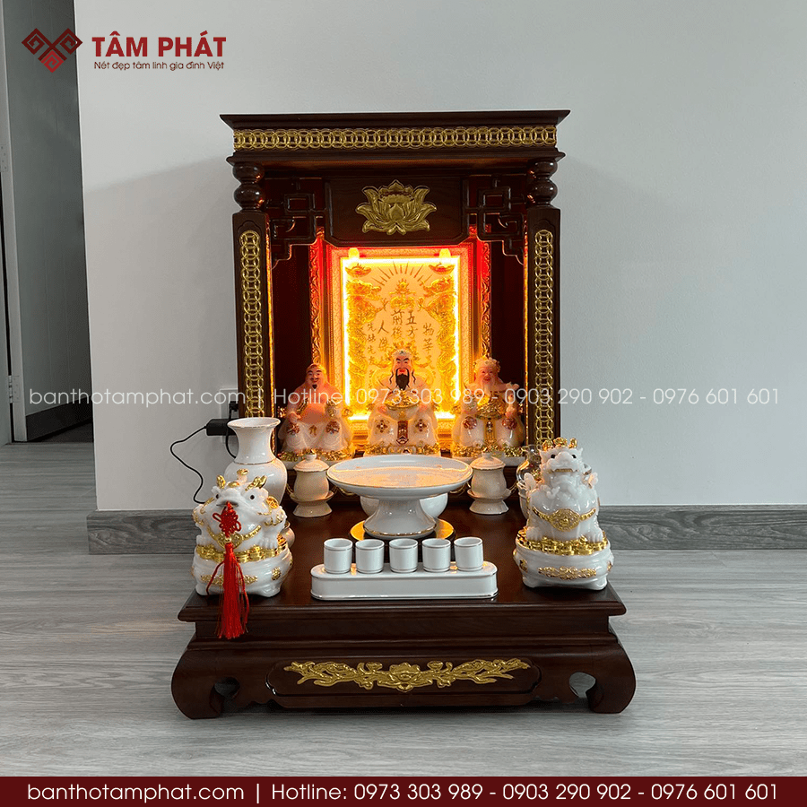 Mẫu bàn thờ Ông Địa sang trọng 2025 BTT-3385 Mẫu bàn thờ Ông Địa sang trọng 2025 BTT-3385