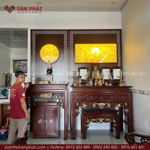 Công trình phòng thờ Phật và Gia Tiên đẹp mẫu BT-1635