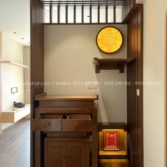 Phòng thờ 3 bàn nhỏ gọn mẫu BT-1645